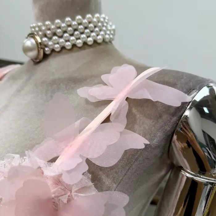 Robe décontractée élégante pour femme, mini-robe corset en dentelle 3D papillon, bretelles spaghetti, robe de soirée d'anniversaire, à porter avec des shorts