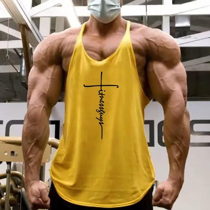 Débardeur d'été en coton respirant sans manches pour hommes, vêtements musculaires d'entraînement et de Fitness