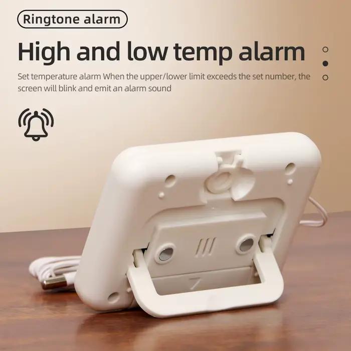 Testeur de température thermomètre numérique LCD -50 à 100 ℃ Compteur de température avec sonde externe, alarme de surtempérature, dos magnétique puissant