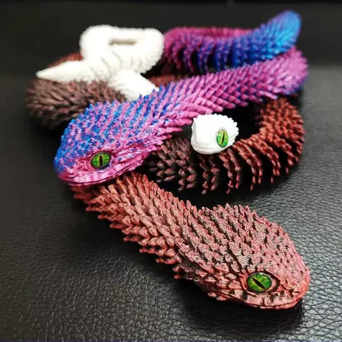 Nouvelle Statue de Serpent Réaliste Imprimée en 3D 2026, Jouet Anti-Stress Articulé, Simulation de Serpent, Ornement de Bureau, Modèle Animal, Cadeau