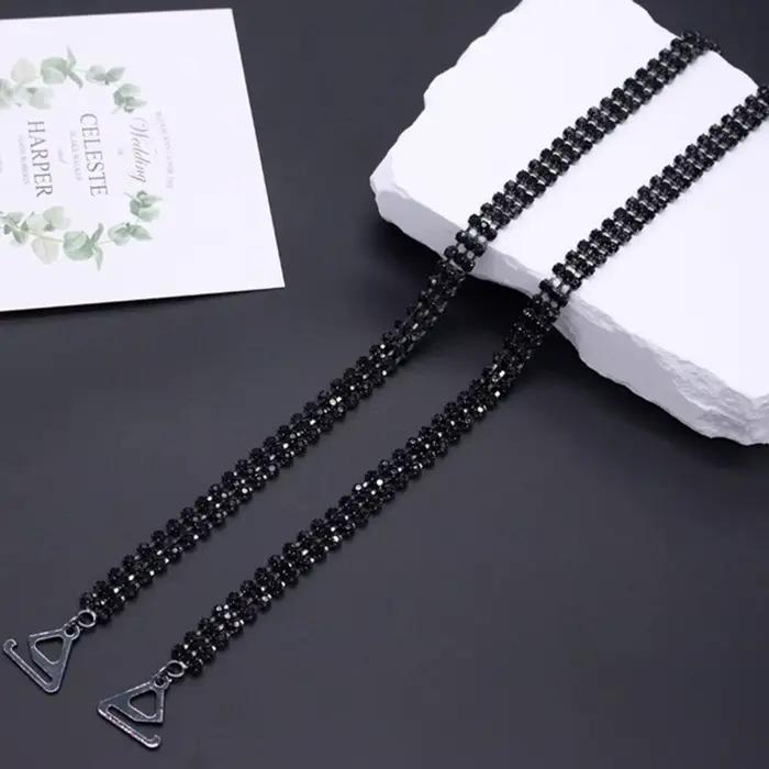 1 paire de bretelles de soutien-gorge métalliques noires et argentées