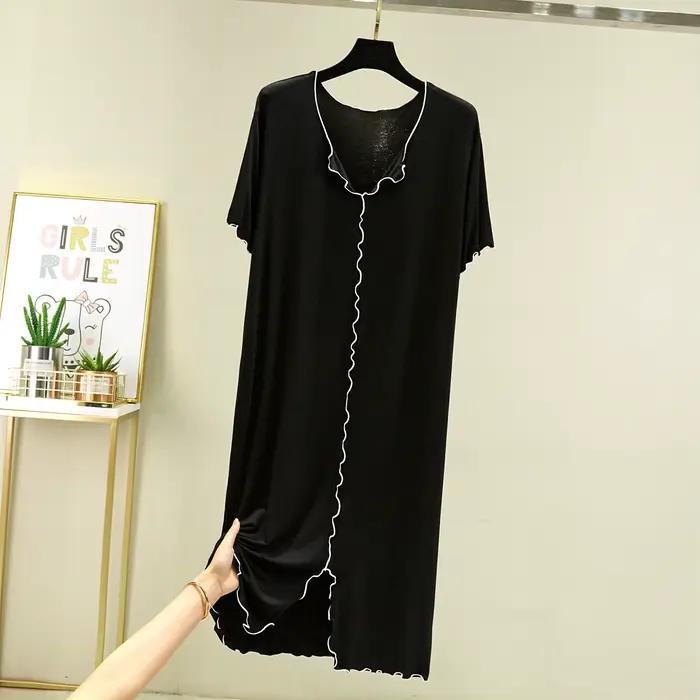 Été Modal robe de nuit femme nouveau décontracté col en V femmes chemises