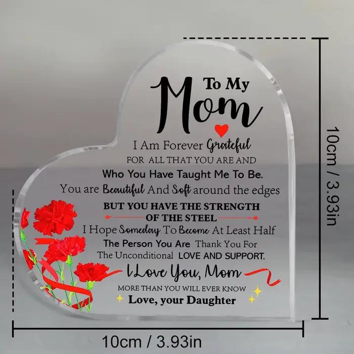 Cadeau maman de fille, cadeau pour maman Noël Anniversaire Fête des Mères, Maman Je t'aime maman plus que vous ne connaître jamais Citation Acryli
