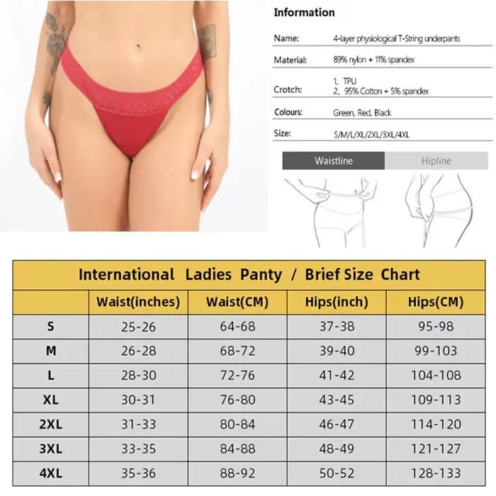 Culottes menstruelles coussinets menstruels réutilisables 4 couches absorbant l'eau et anti-éleak slips