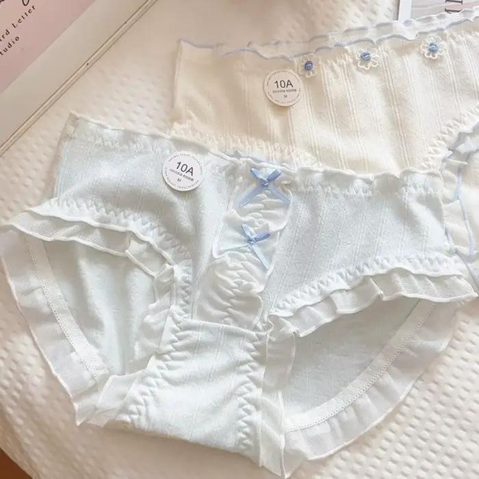 Culottes en coton à volants style français avec nœud floral