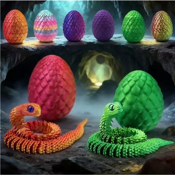 Oeuf de Dragon serpent imprimé en 3D, roman multi-articulation, cadeaux de pâques, décompression, jouets pour enfants, décorations de bureau imprimées, offre spéciale