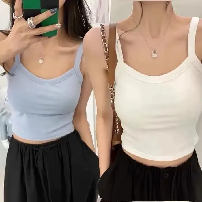 Camisole d'été polyvalente avec soutien-gorge intégré pour femme