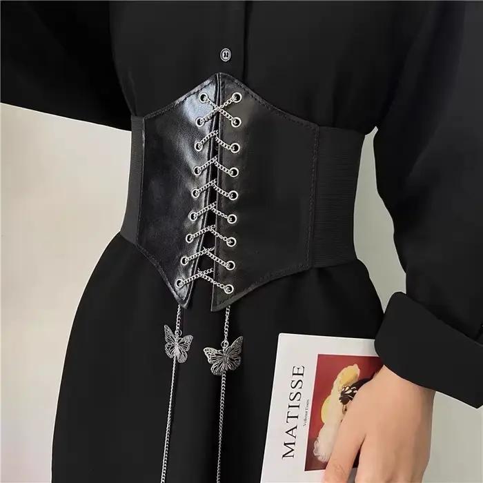JOCorset papillon en similicuir pour femme, large environnement, amincissant, corps saillant, ceinture, élastique, serré, taille haute pour 03/Wear