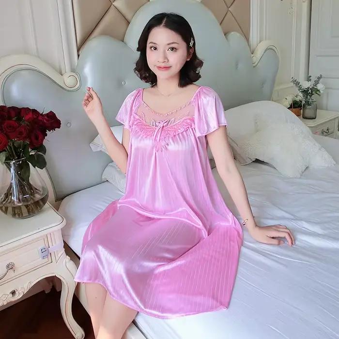 Dames glace soie chemises de nuit robe