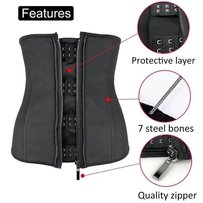 Corsets en Latex avec Fermeture Éclair en Acier pour Femme, Ceinture Amincissante, Grande Taille, XXS - 6XL
