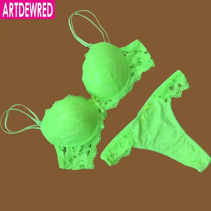 ARTDEWRED-Ensemble de Soutien-Gorge et Culotte en Dentelle pour Femme, Sous-Vêtements Sexy, Taille Plus, ABC, Push Up