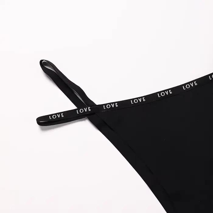 Nouvelle Collection 2026 : Ensemble de Lingerie Noire Femme avec Bretelles Imprimées et Soutien-Gorge Croisé et Culotte Assortie