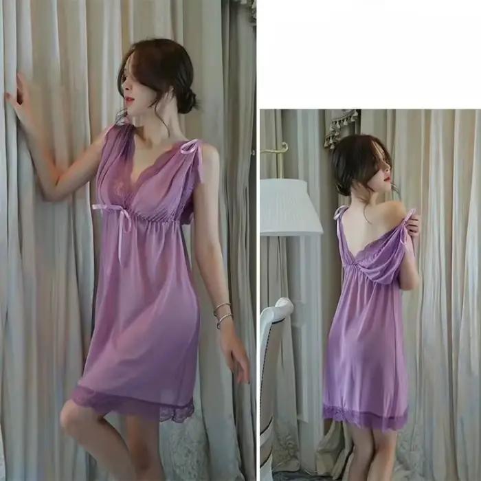 Chemises de nuit sexy femmes soie dentelle vêtements