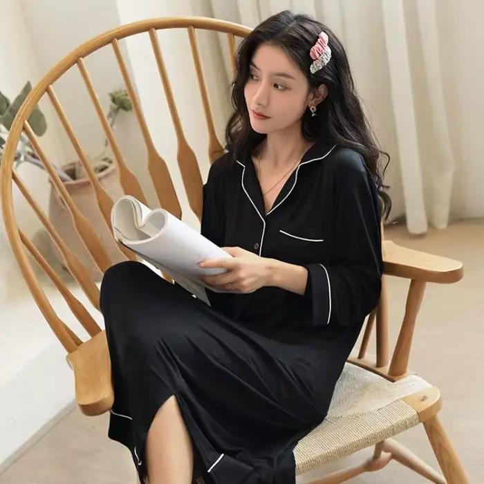 Chemise de nuit noire pour femme
