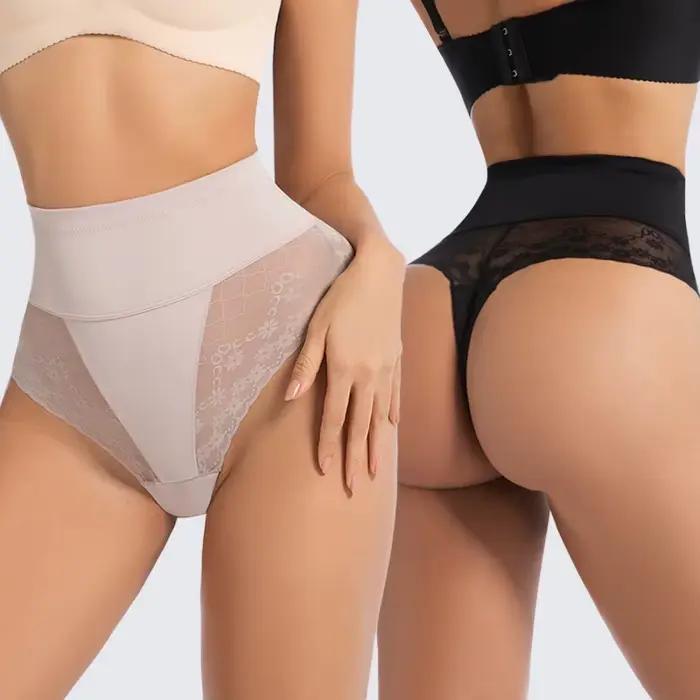 Culotte string gainante taille haute pour femme, effet ventre plat et rehausseur de fesses, sous-vêtement amincissant et sculptant le corps, idéale post-partum