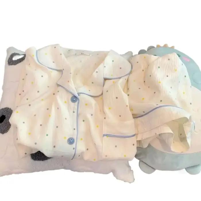 Ensemble pyjama en coton imprimé à pois pour femmes