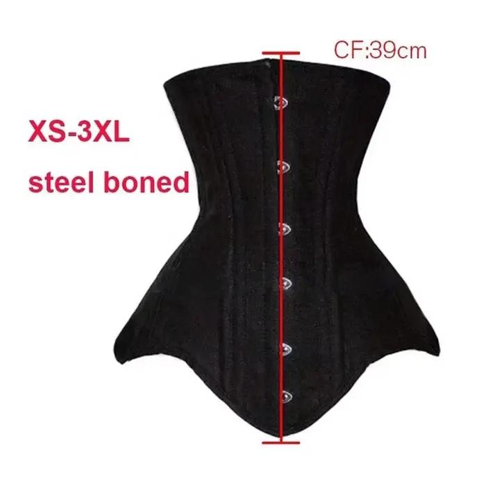 Femmes sous le buste haut Corset os en acier minceur gothique Bustier hauts taille formateur Cincher ceintures noir