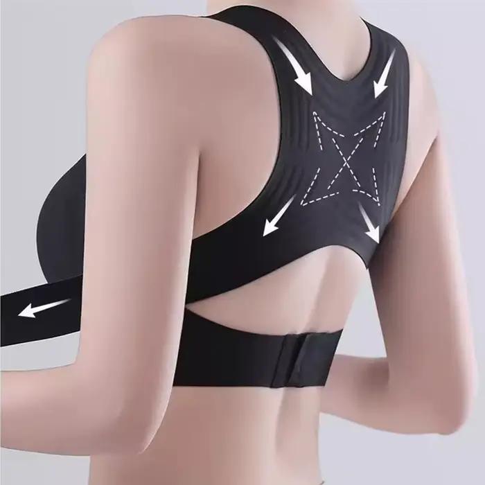 Soutien-gorge de sport sans fil à fermeture avant et dos croisé pour femme