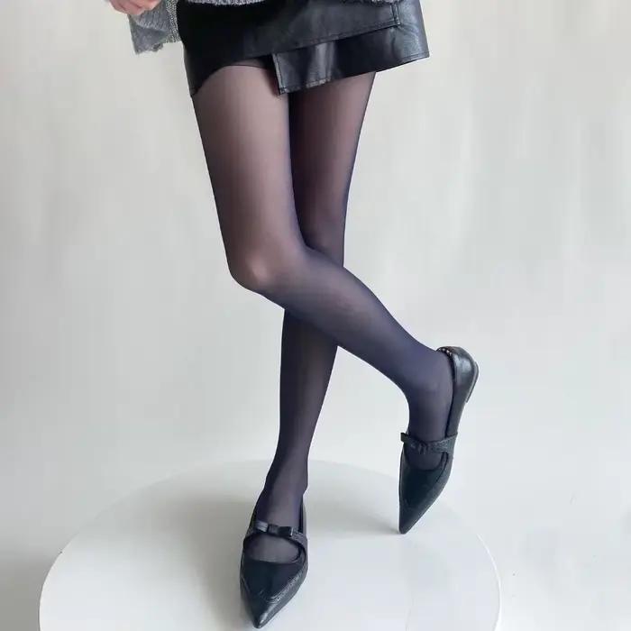 Bleu vert Ultra-mince Nylon cuisse haute bas collants femmes Sexy