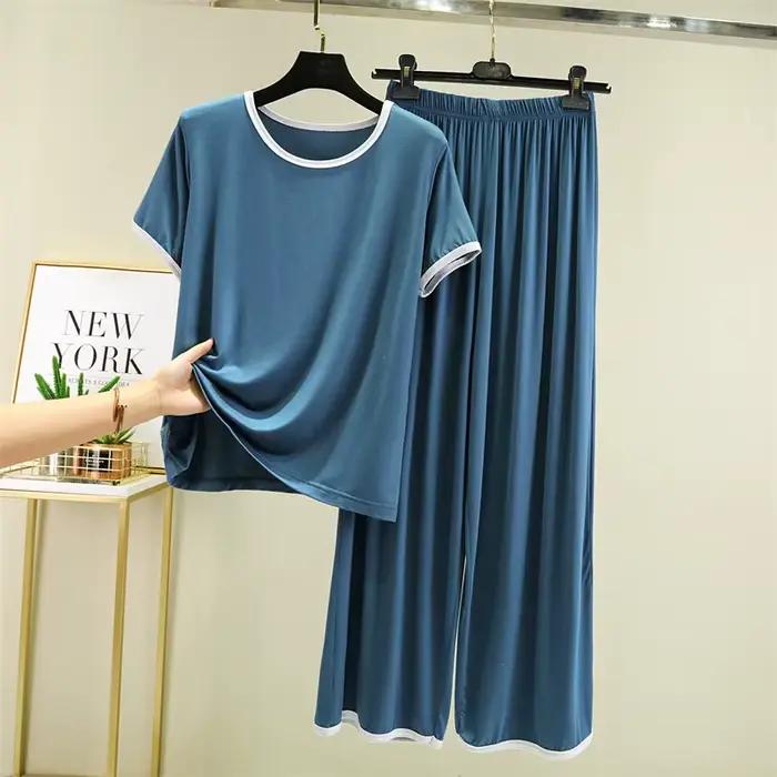 M-3XL grande taille pyjama pour femme nouveau manches courtes fjimebid décontracté adt maison porter des vêtements modal femmes pyjamas ensemble