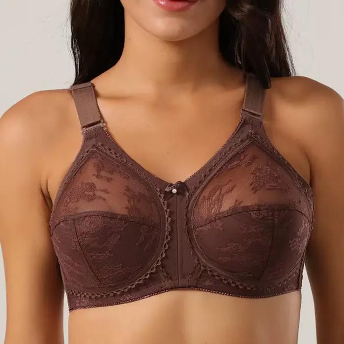 Soutiens-gorge en dentelle sans fil pour femmes, sans éponge, évider, sexy, lingerie, bonnet complet, grande tasse, mince, grande taille, sous-vêtements féminins
