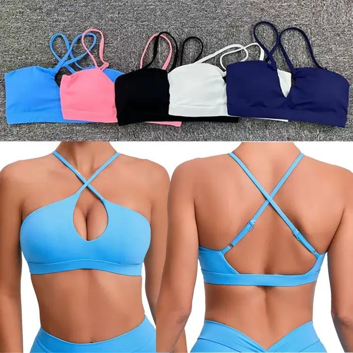 Hot Girl évider course sport soutien-gorge Fitness Yoga soutien-gorge culture débardeur sous-vêtements femmes gilet antichoc chemise Jogging vêtements de sport