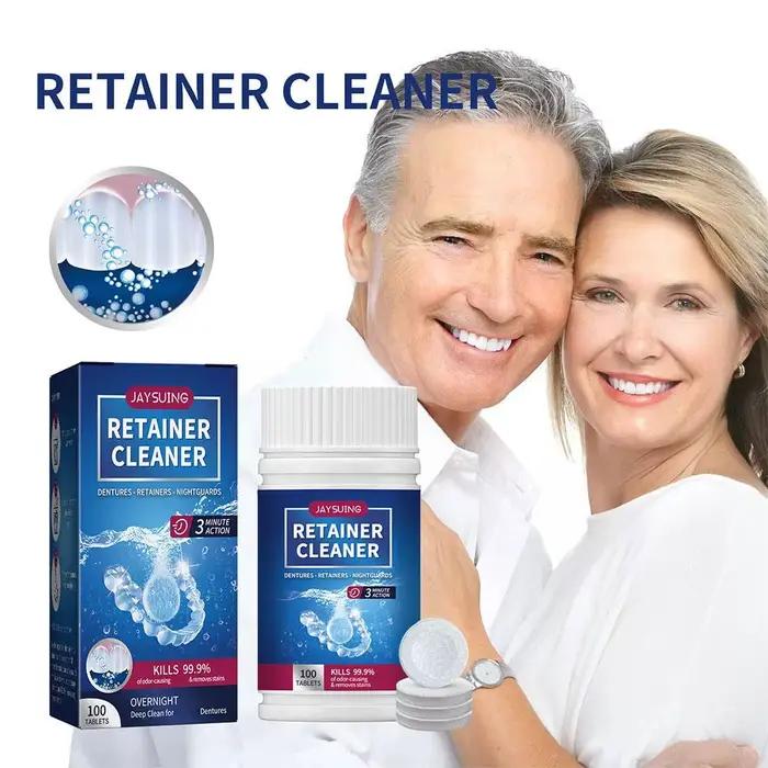 100 comprimés nettoyants pour prothèses dentaires – Élimine les odeurs, nettoyant buccal pour appareils de rétention et protège-dents de nuit