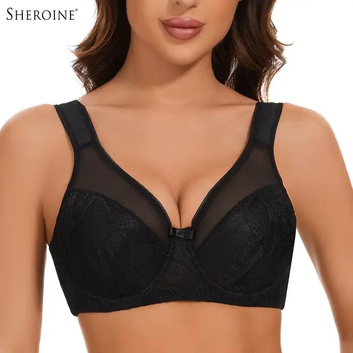 Sheroine Soutien-gorge minimiseur en dentelle florale pour femme