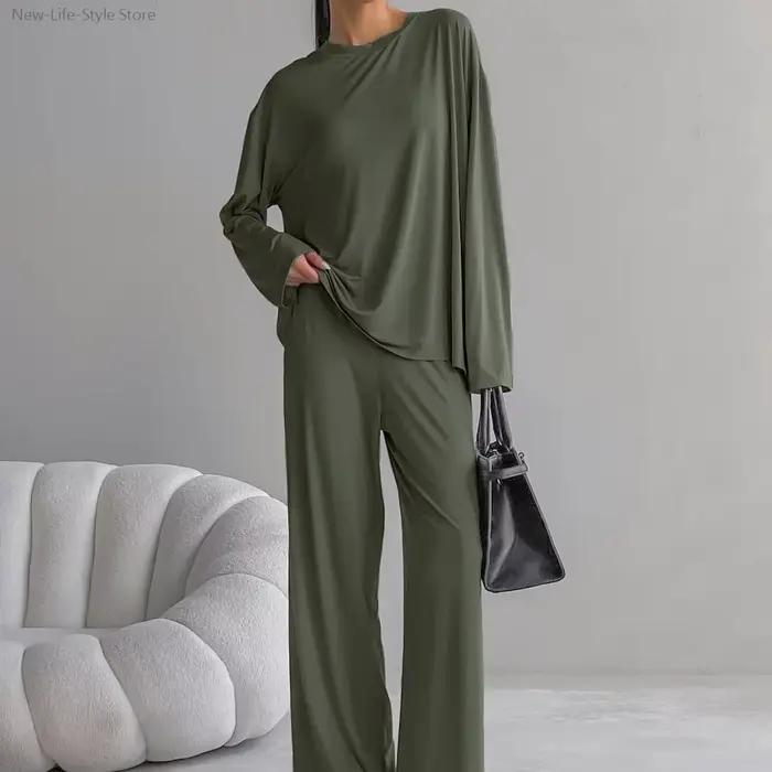 Pyjama en modal doux à manches longues et pantalons longs