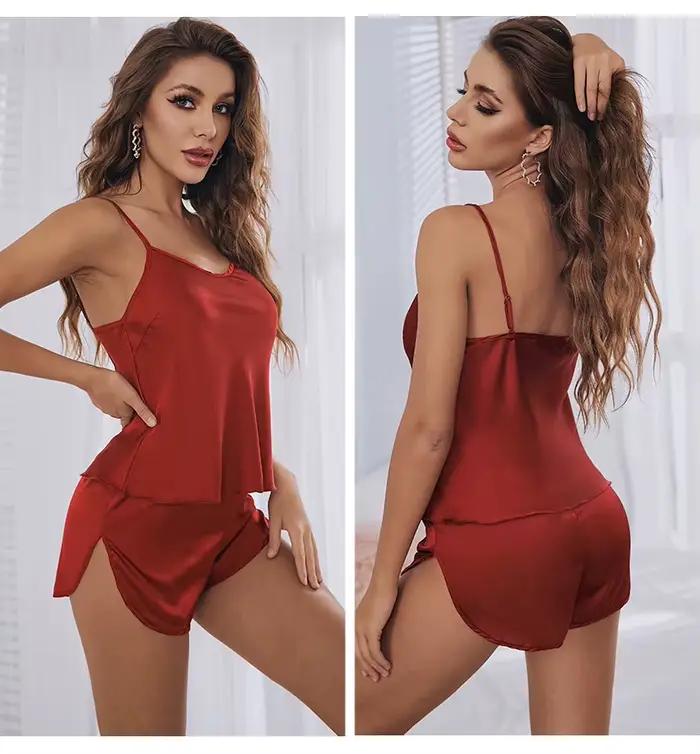 Ensemble de pyjama en satin de soie pour femmes