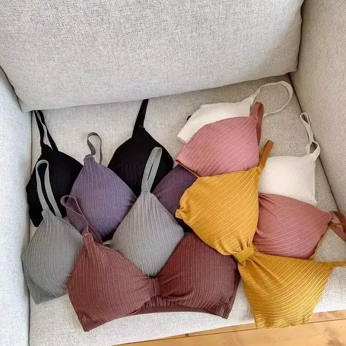 Brassière en coton confort rembourré soutien-gorge haut femme Bralette sous-vêtements sans couture sans fil