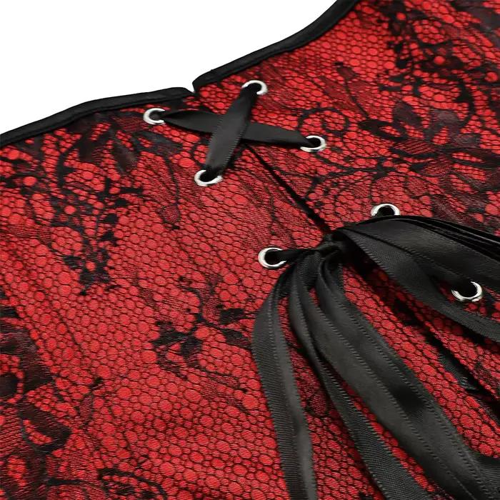 Corset sous-poitrine en dentelle rouge