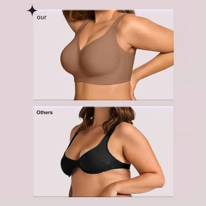 Soutien-gorge Push Up lisse et col en V pour femmes