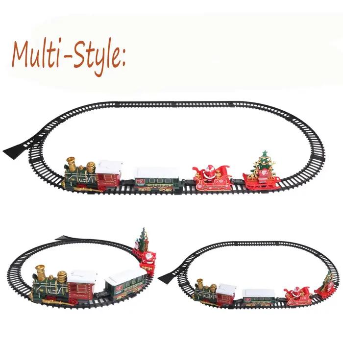Train électrique jouet rétro avec musique et lumière, ensemble de rails, modèle ferroviaire de Noël, jouets de décoration de fête, cadeau pour adulte