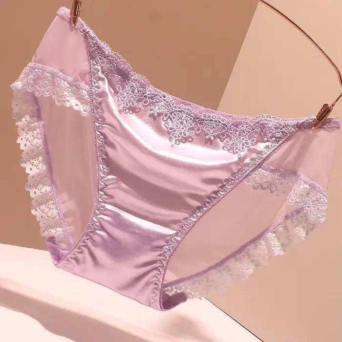 Culotte femme lisse Sexy Lingerie sans couture caleçon Satin