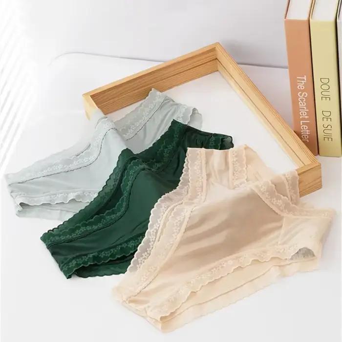 Mode culottes pour femmes Sexy rose sous-vêtements féminins doux glace soie femme