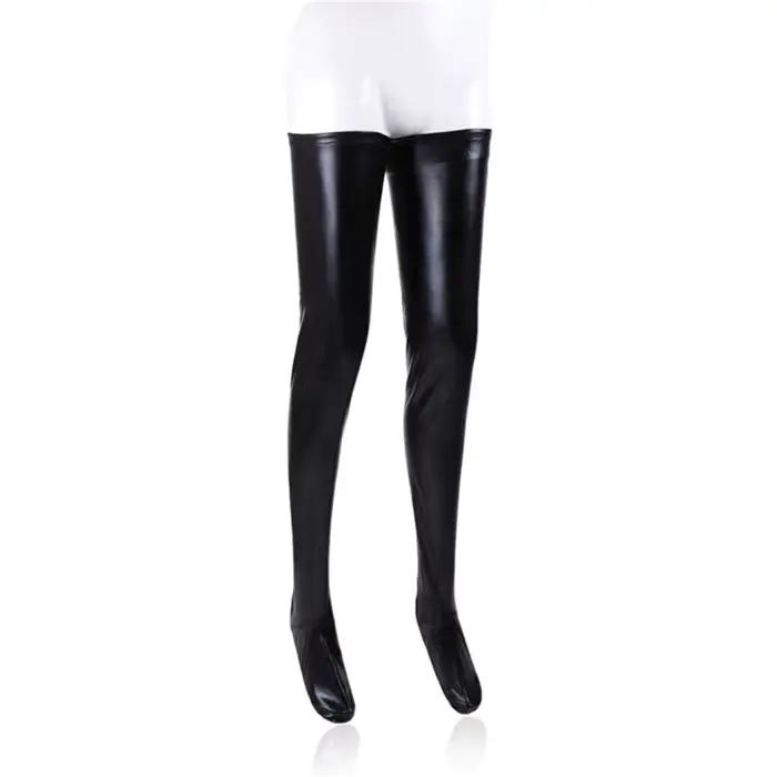 Bas en latex sexy pour femmes, lingerie de danse pole dance, bas haute couture noirs pour soirées élégantes et séduisantes