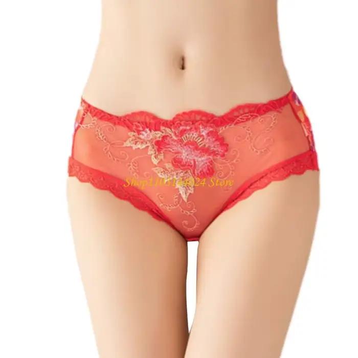 Culottes élégantes pour femmes en maille transparente avec broderie florale