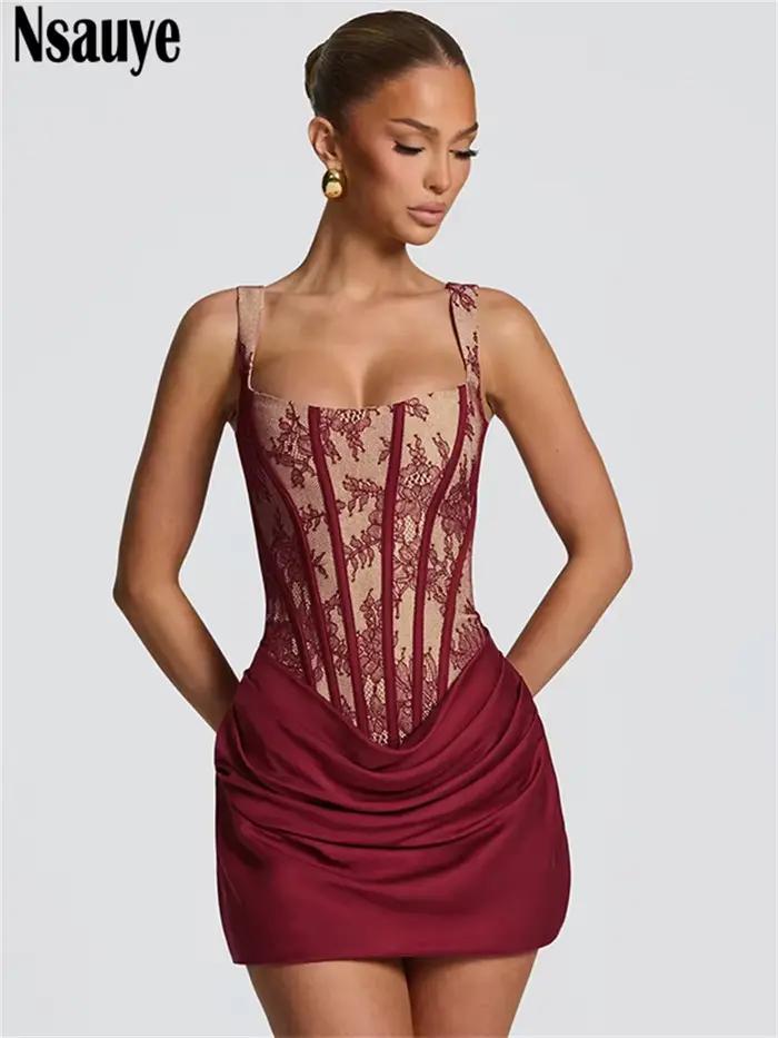 Nsauye 2026 Robe Courte Sexy de Soirée Clubbing Moulante Mini Corset Élégante à Imprimé Floral Nouvelle Mode Été pour Femme
