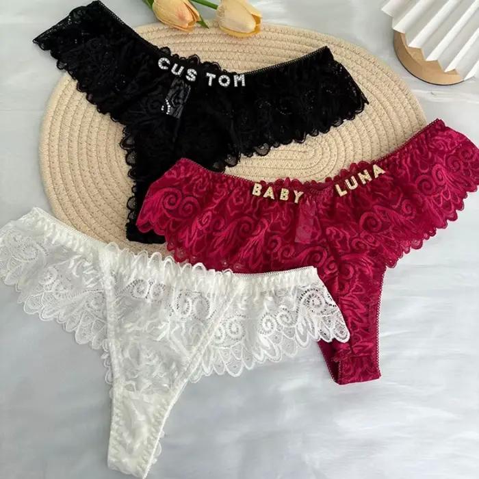 Lettres en cristal personnalisées nom caleçon culotte Sexy dentelle bikini