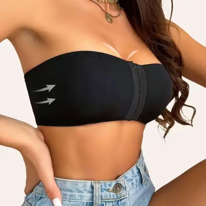 Soutien-gorge Femme Noir Boucle Avant Amovible Rembourré Sans Fil Doux Polyester Trousse Fin Sans Couture Pour Tous Les Jours Occasions Spéciales