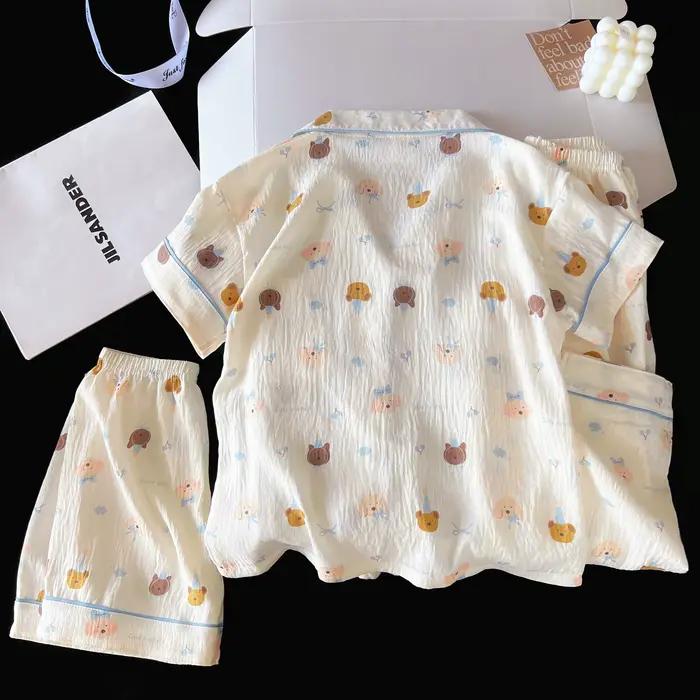 Ensemble pyjama trois pièces à motif animalier de dessin animé