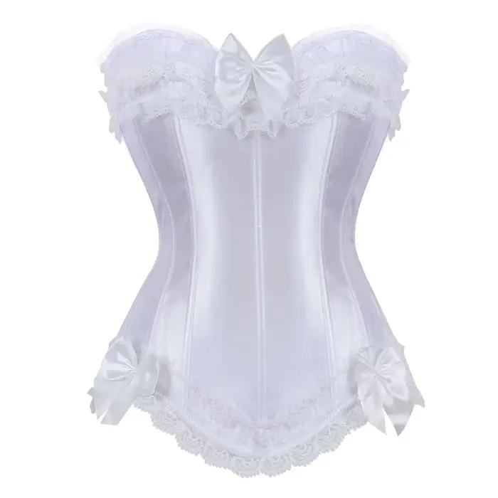 Corset Sexy en Satin, surbuste, dentelle, nœud papillon, décoré, Clubwear, Showgirl, modelant le corps, grande taille
