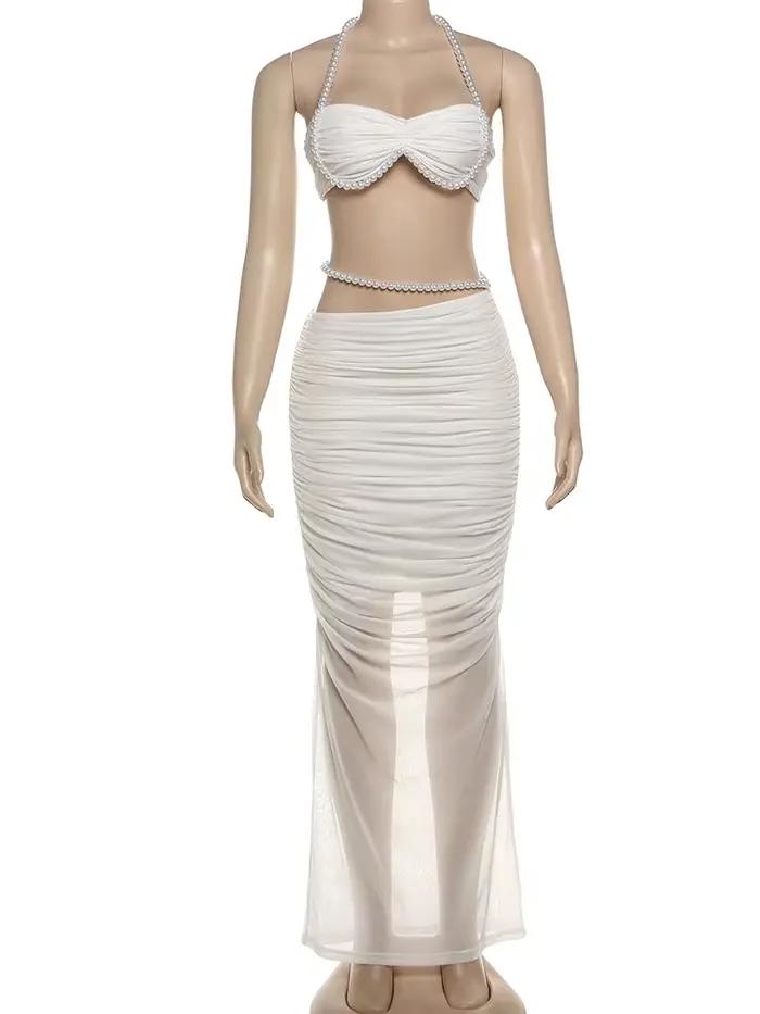 Kliou – ensemble 2 pièces avec décoration de perles pour femme