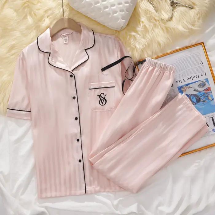 Ensemble de pyjama en satin de soie pour femmes Victoria's Secret