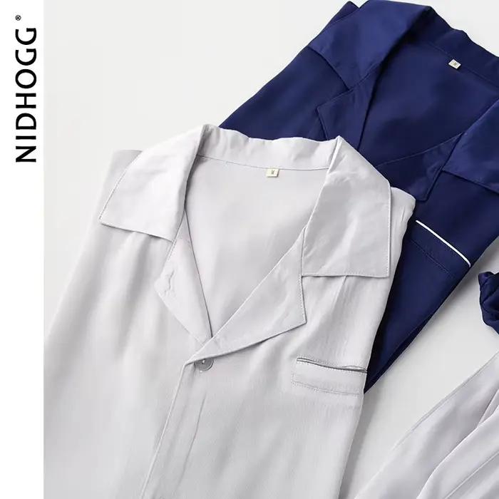 Pyjama en Satin à Manches sulfet Col Rabattu pour Couple