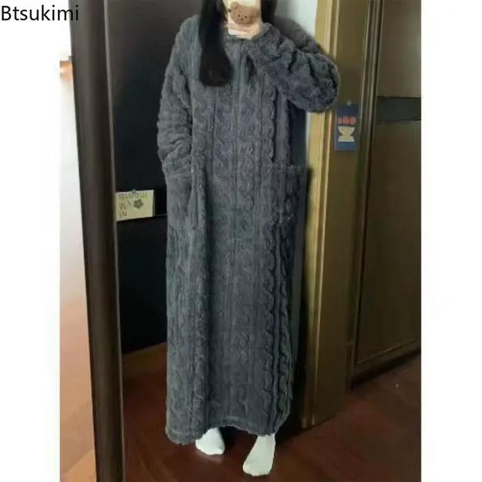 2026 Pyjamas pour femmes Vêtements de nuit chauds Robe de nuit en flanelle Robe de nuit épaisse Chemise de nuit Vêtements de nuit Hiver Nouvel vêtement de maison pour les femmes