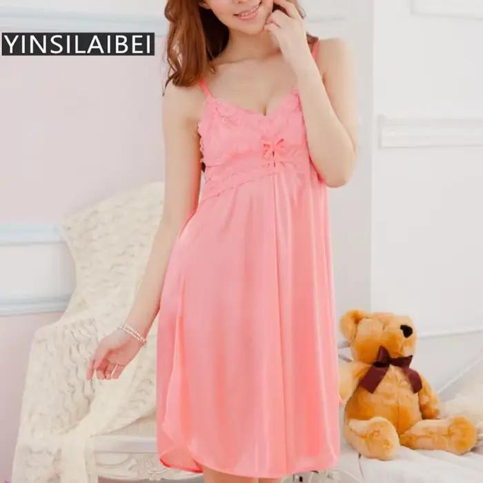 Robe de nuit transparente à col en V pour femmes