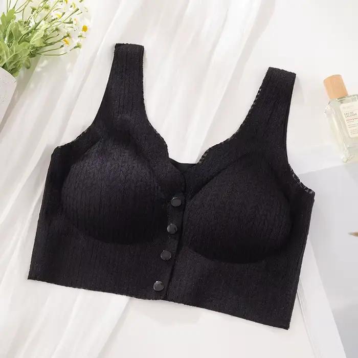 Soutien-gorger d'allaitement sans couture pour femmes enceintes boutonné devant en nylon avec dentelle fleur pour tous les jours et occasions spéciales
