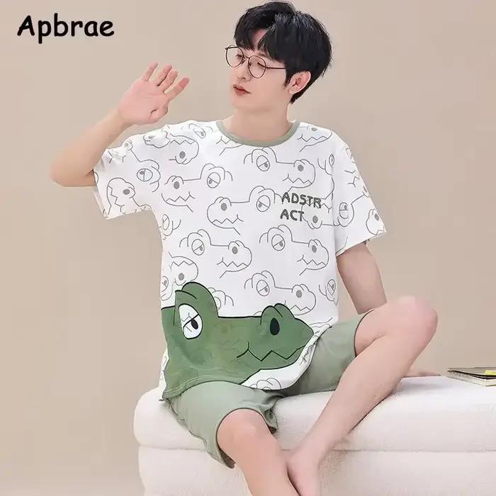 Été hommes Pyjamas grande taille 4XL décontracté hauts courts pantalons courts coton Pijamas hommes vêtements de nuit pour hommes mode dessin animé vêtements de maison